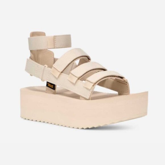 Teva Flatform Mevia Platform Gladiator Sandals Birch Beige Strappy Women’s 8 - Picture 1 of 15